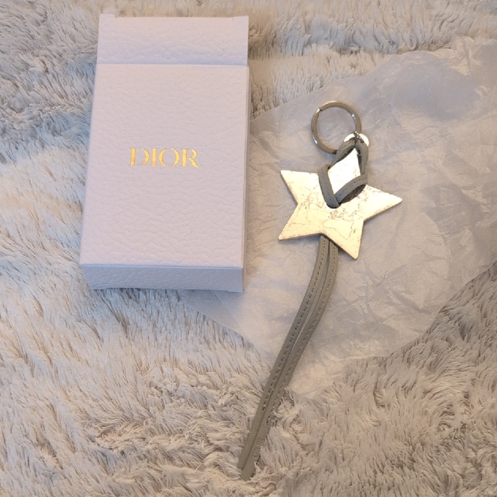 Dior LE "Around the World" Silver Star Leather Tassel Keyring ✨NIB✨